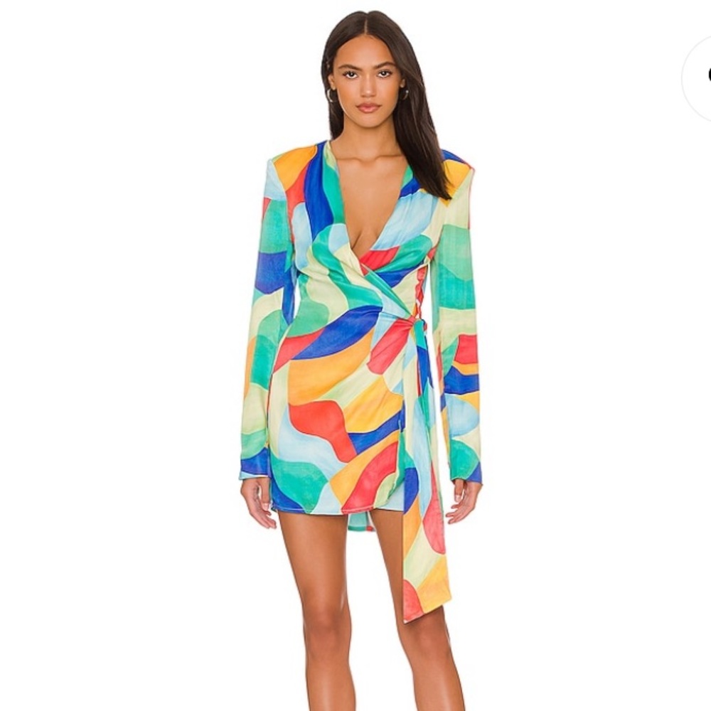 WeWoreWhat Abstract Watercolor Cowl Dress